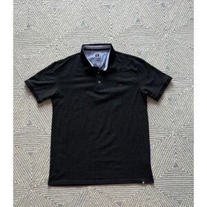 Hang Ten‎ Cotton/Poly/Spandex Polo Shirt - Black Geometric Design - XL